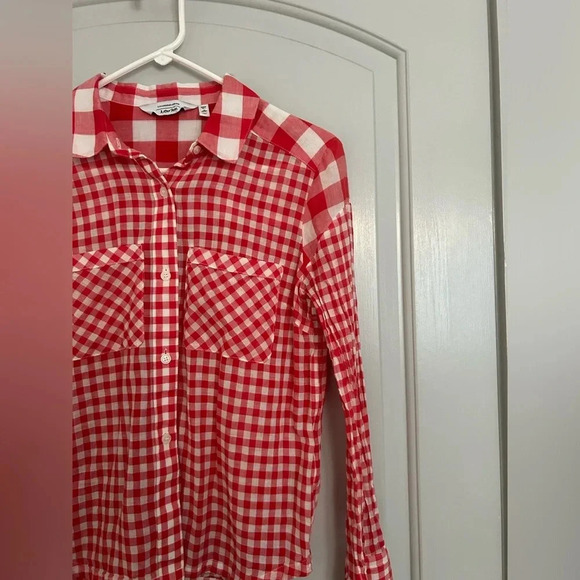 & Other Stories Red and White Gingham Print Button Down Blouse sz 4 - Picture 5 of 9